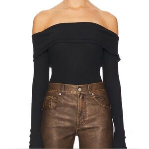 Aritzia Wilfred Long Sleeve Off-Shoulder Foldover Black Top size Small Rt $110